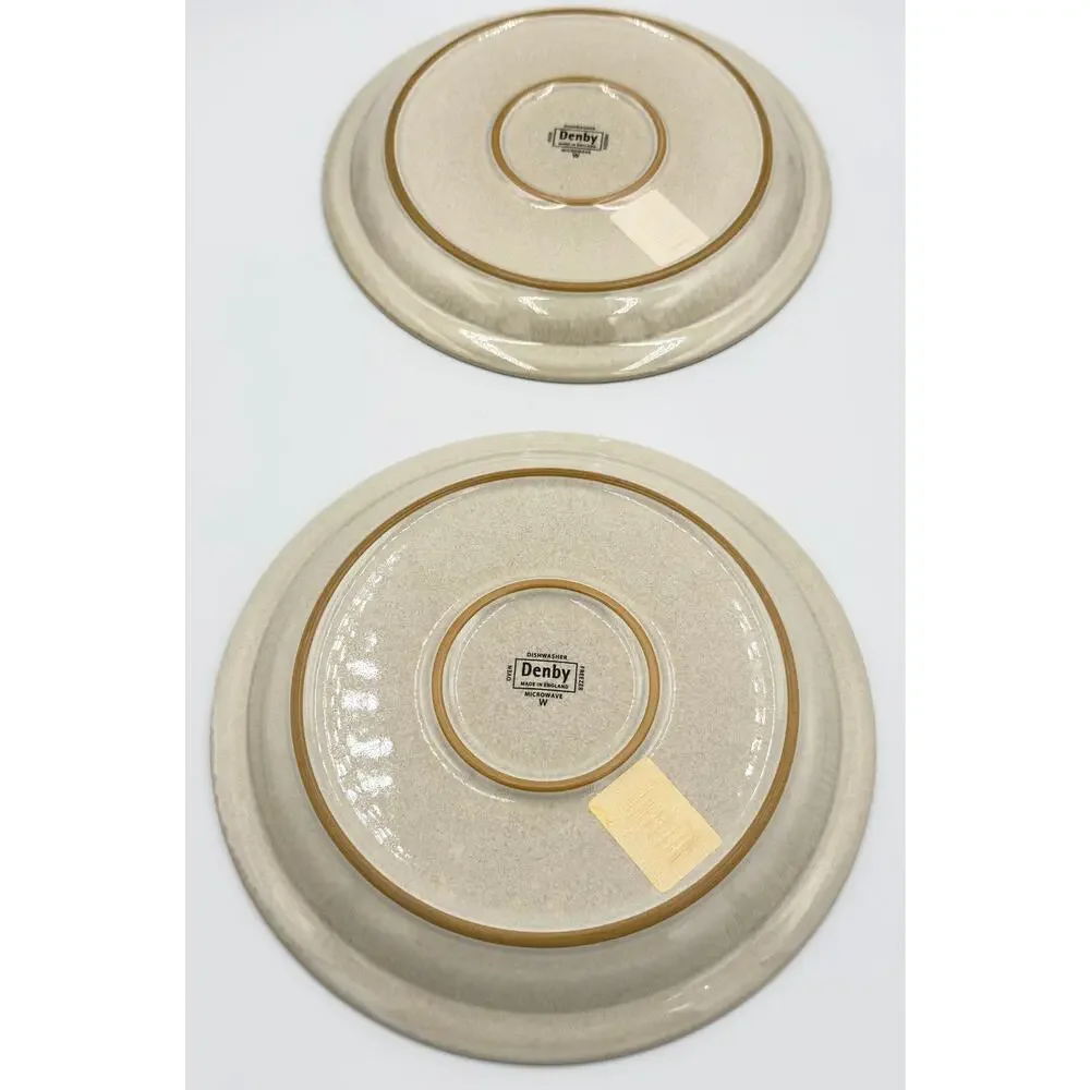 Denby Stoneware Linen Medium Salad Plates 2pc Set Made in England